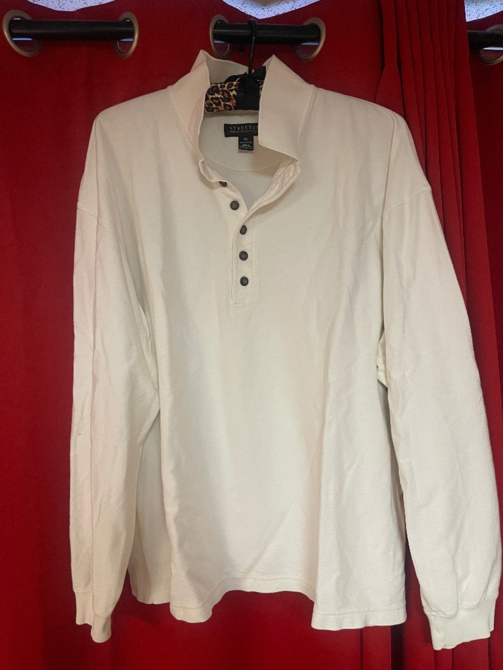 Structure Ivory collared sweater with buttons XL VINTAGE